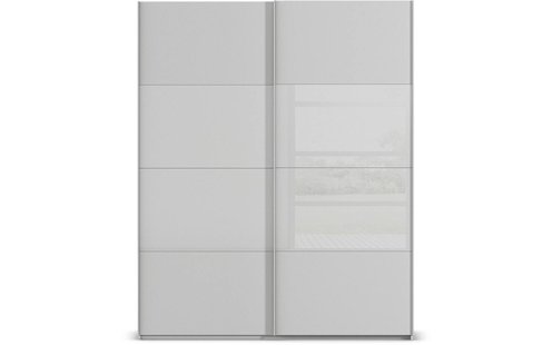 Goossens Kledingkast Finca Combi Glans-mat Glas, Slaapkamerkast 200 cm breed, 236 cm hoog, 2x 4 paneel (glas met glas mat combinatie) schuifdeuren