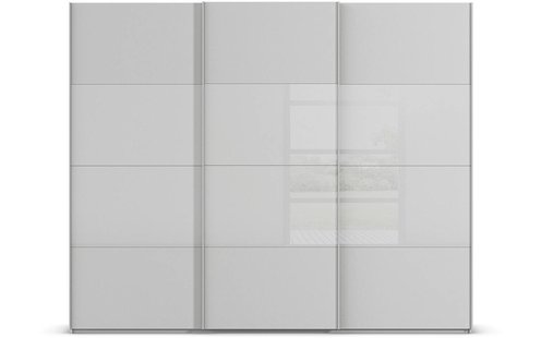 Goossens Kledingkast Finca Combi Glans-mat Glas, Slaapkamerkast 240 cm breed, 236 cm hoog, 3x 4 paneel (glas met glas mat combinatie) schuifdeuren