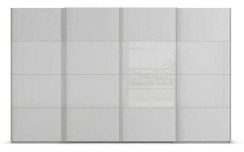 Goossens Kledingkast Finca Combi Glans-mat Glas, Slaapkamerkast 360 cm breed, 223 cm hoog, 4x 4 paneel (glas met glas mat combinatie) schuifdeuren
