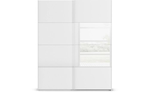 Goossens Kledingkast Finca Combi Glans-mat Glas, Slaapkamerkast 160 cm breed, 223 cm hoog, 2x 4 paneel (glas met glas mat combinatie) schuifdeuren