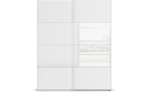 Goossens Kledingkast Finca Combi Glans-mat Glas, Slaapkamerkast 160 cm breed, 236 cm hoog, 2x 4 paneel (glas met glas mat combinatie) schuifdeuren