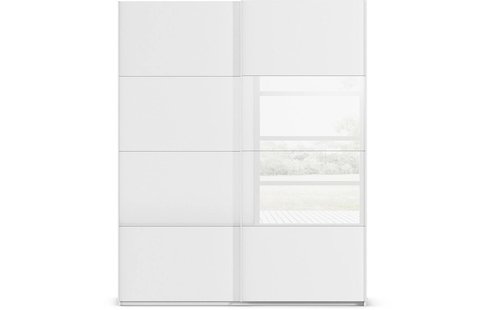 Goossens Kledingkast Finca Combi Glans-mat Glas, Slaapkamerkast 180 cm breed, 236 cm hoog, 2x 4 paneel (glas met glas mat combinatie) schuifdeuren