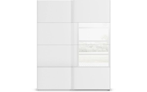 Goossens Kledingkast Finca Combi Glans-mat Glas, Slaapkamerkast 200 cm breed, 223 cm hoog, 2x 4 paneel (glas met glas mat combinatie) schuifdeuren