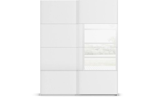 Goossens Kledingkast Finca Combi Glans-mat Glas, Slaapkamerkast 200 cm breed, 236 cm hoog, 2x 4 paneel (glas met glas mat combinatie) schuifdeuren