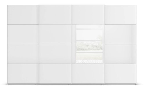 Goossens Kledingkast Finca Combi Glans-mat Glas, Slaapkamerkast 320 cm breed, 236 cm hoog, 4x 4 paneel (glas met glas mat combinatie) schuifdeuren