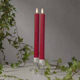 STAR TRADING LED kaars Flame Stripe, rood, 25 cm, wax, batterij set van 2