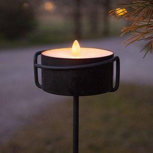 STAR TRADING LED kaars Zaklamp Kaars zwart metaal/wax op batterijen