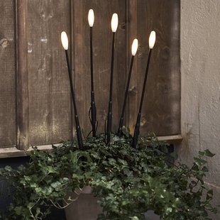 STAR TRADING LED grondspies lamp Melkachtig zwart hoogte 50,5cm plastic 5x set