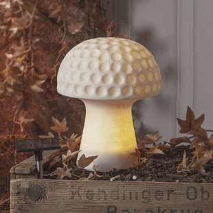 STAR TRADING Sandy LED lamp op zonne-energie, 24 cm, wit, kunststof, paddestoelvorm