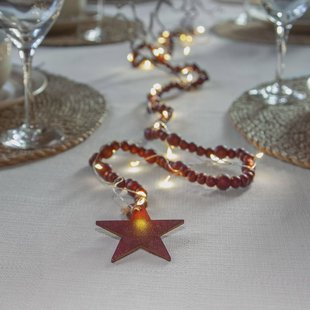 STAR TRADING LED lichtketting Beady, rood, houten kralen, 150 cm, batterij