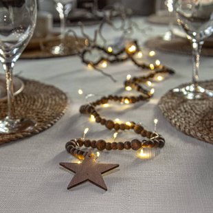 STAR TRADING LED lichtketting Beady, bruin, houten kralen, 150 cm, batterij