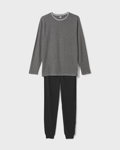 HEMA Herenpyjama strepen zwart (zwart)
