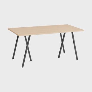 HAY Loop Stand incl. support eettafel 77,5x160 cm Black-clear lacq. oak