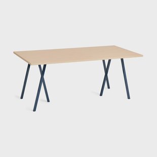 HAY Loop Stand incl. support eettafel 87,5x180 cm Deep blue-clear lacq. oak