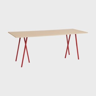 HAY Loop Stand incl. support eettafel 92,5x250 cm Maroon red-clear lacq. oak
