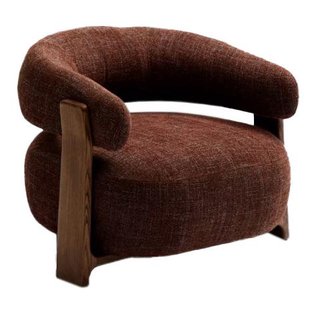 Kave Home Granite Fauteuil Donker Essenhout Bruin Chenille
