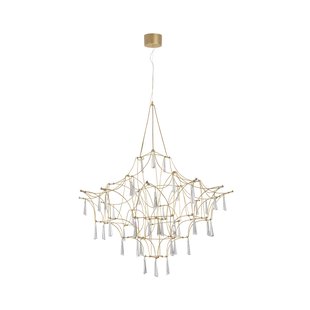 Nova Luce Goro - hanglamp - Ø 80 x 160 cm - 20W LED incl. - goud en transparant