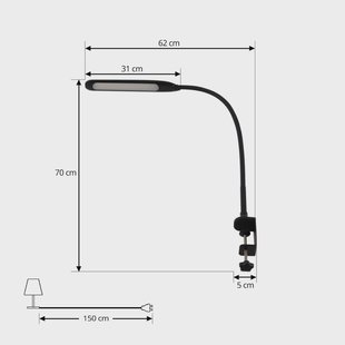 Lindby klemlamp Nilay, hoogte 70 cm, CCT, thuiskantoor
