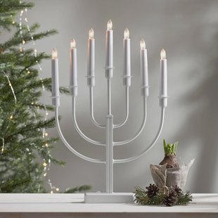 STAR TRADING Kandelaar Kristina, wit, metaal, hoogte 47 cm, 7-lamps