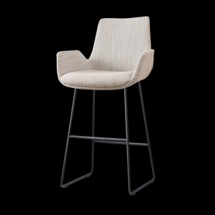 Nino-Eef barkruk beige gemêleerd - zwart onderstel - 75 cm