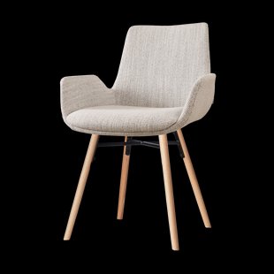 Nena-Eef eetkamerstoel beige gemêleerd - houten onderstel