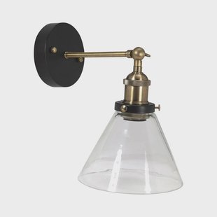 PR Home Lambda wandlamp, messing/helder, Ø 18 cm, glas