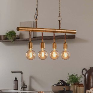 PR Home hanglamp Nora, 4-lamps, metaal, antiek messing