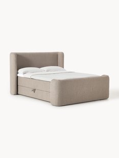 Boucl&eacute; boxspring bed Perla met opbergruimte