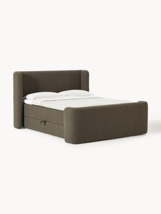 Boucl&eacute; boxspring bed Perla met opbergruimte