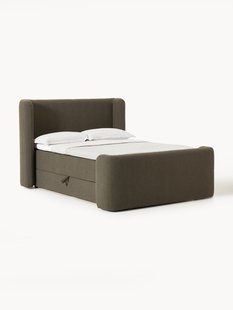 Boucl&eacute; boxspring bed Perla met opbergruimte