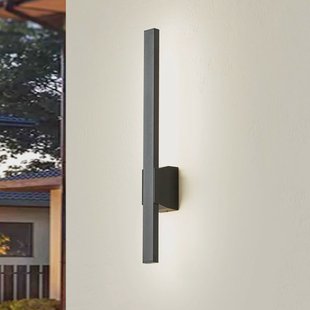 Lindby LED buiten wandlamp Sakari, zwart, aluminium, hoogte 50 cm