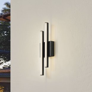 Lindby LED buiten wandlamp Abelia, zwart, aluminium, roestvrij staal