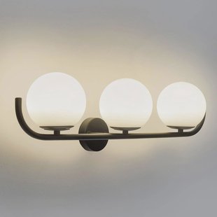 Forlight wandlamp Sfera Triple, zwart, glas, breedte 58 cm