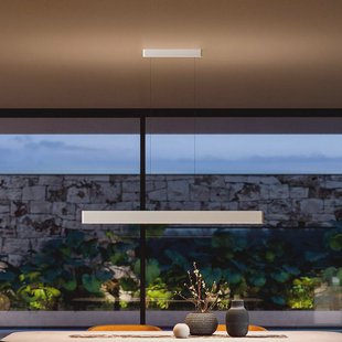 Linea Light LED hanglamp Satori, lengte 114,4 cm, wit, 2.700 K, aluminium