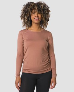 HEMA Dames temptech T-shirt lange mouw middenbruin (middenbruin)