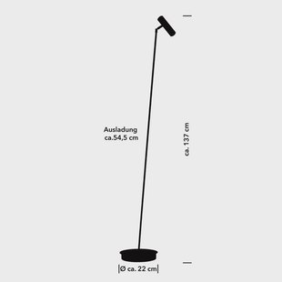 HELL Tom Pro LED vloerlamp, zwart, 1-lamp, CCT, dimmer