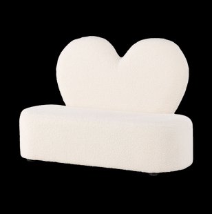 Aryna kinderbankje teddy wit - met hartvormige rugleuning