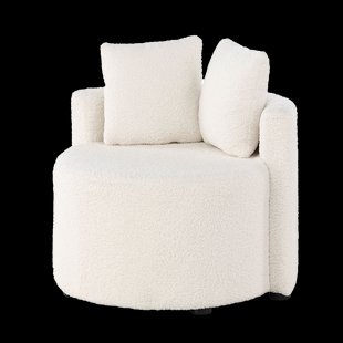 Elina ronde kinderfauteuil teddy wit – met twee kussens