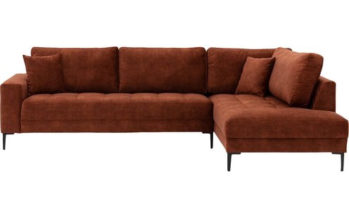 Goossens Bank Coco bruin, stof, 3-zits, stijlvol landelijk met ligelement rechts