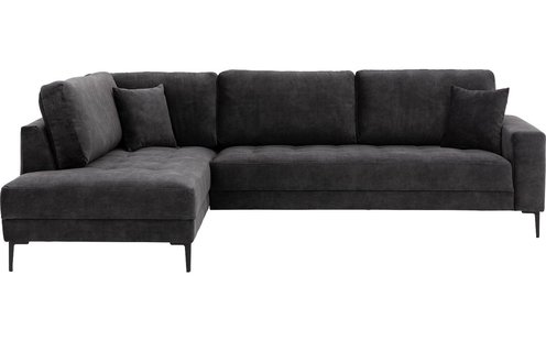 Goossens Bank Coco grijs, stof, 2-zits, stijlvol landelijk met ligelement links