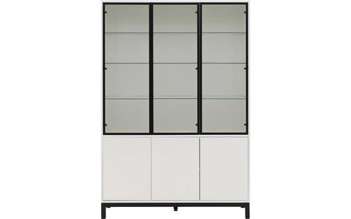 Goossens Vitrinekast Valencia, 3 glasdeuren 3 dichte deuren