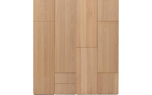 Goossens Kast Systeem Malaga Online, Opstelling compleet 4 elementen 200 cm b start met module 2 inclusief ladeblok en extra legplank