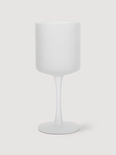 Mondgeblazen witte wijnglazen Ripple met groefreli&euml;f, 2-delig