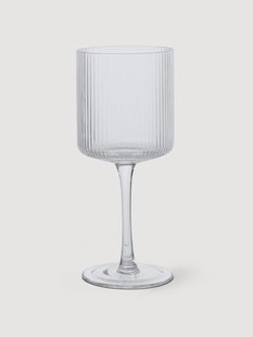 Mondgeblazen witte wijnglazen Ripple met groefreli&euml;f, 2-delig