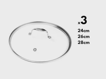 Glazen dekselset 24/26/28CM – 3 delen