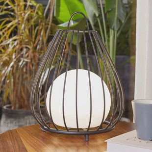 Lindby LED lamp op zonne-energie Kelda, zwart, metaal, 38cm, dimbaar.