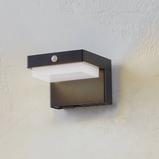 Lindby LED wandlamp Eleazar op zonne-energie, zwart, sensor, dimbaar