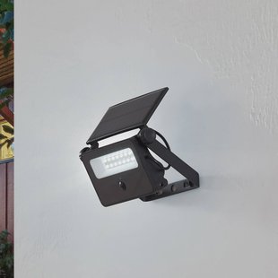 Lindby LED-zonne-wandlamp Rikard, zwart, roestvrij staal