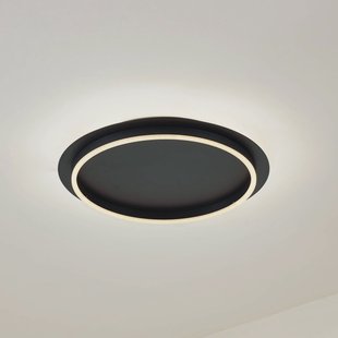 Lindby LED plafondlamp Kunis, zwart, kunststof, Ø 46 cm