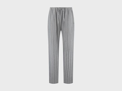 Yumeko Pyjamabroek heren flanel light grey/blue stripe L 100% biologisch katoen, flanel (licht geborsteld)